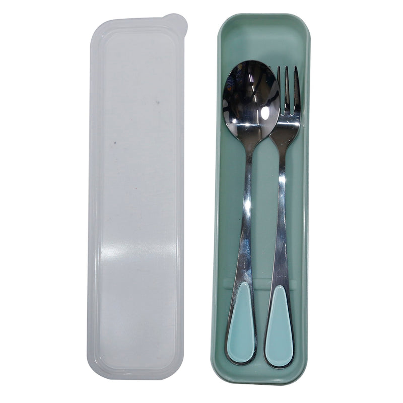 SPOON AND FORK SET COLOR HANDLE CASE