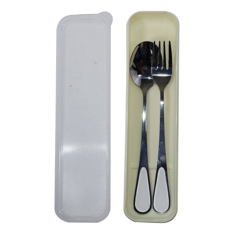 SPOON AND FORK SET COLOR HANDLE CASE