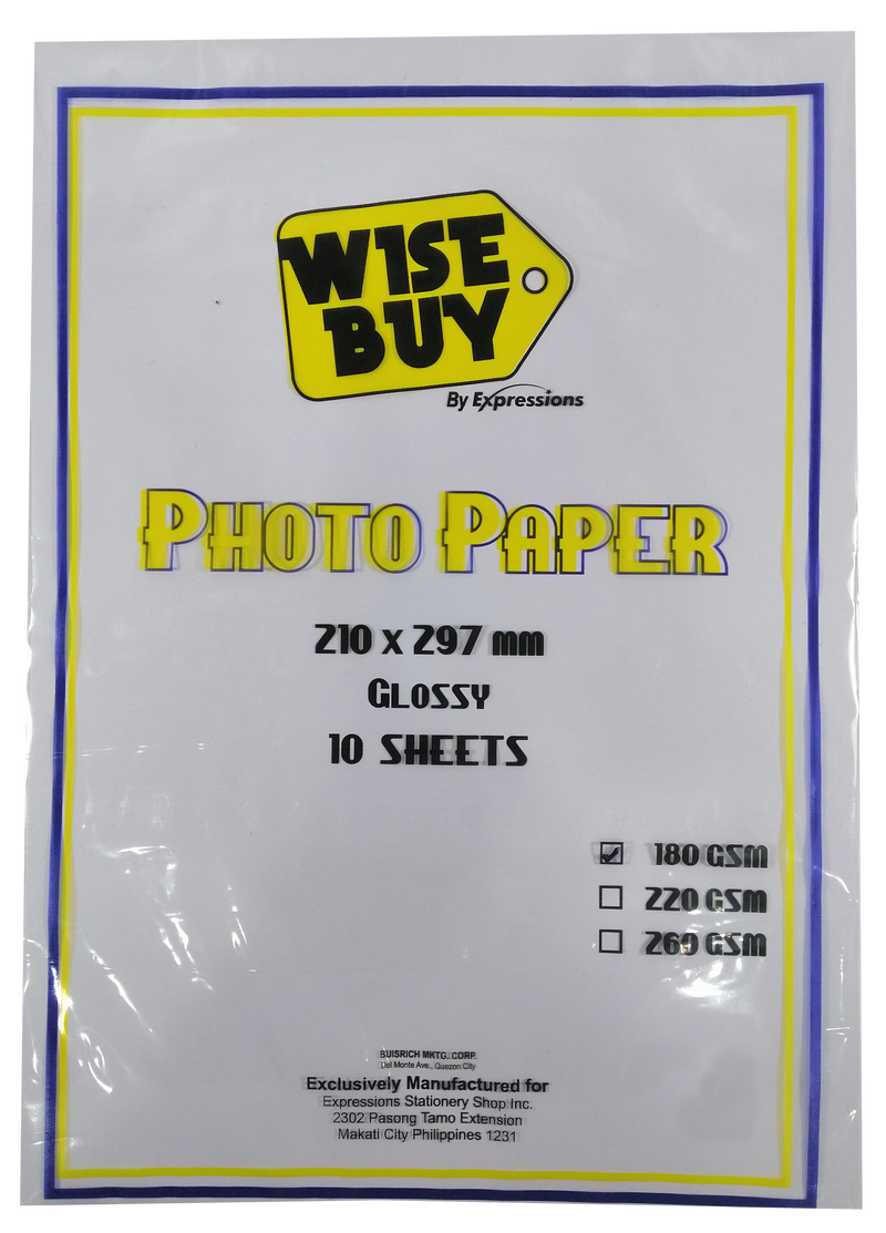 Wise Buy <br> A4-sized Glossy Photo Paper, Pack of 10