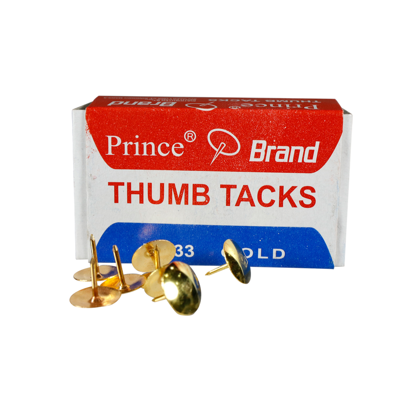 Prince <br> Thumbtacks (No.33) <br> Box of 100, Gold