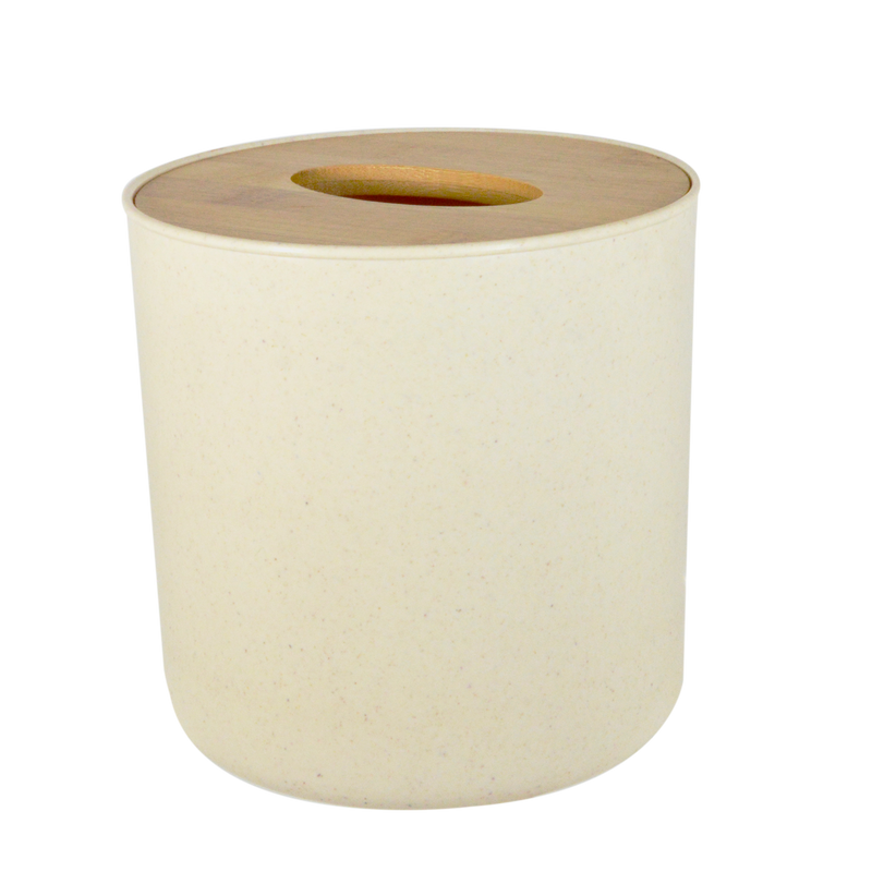Tissue Holder ( ROUND), Wooden Lid Cream