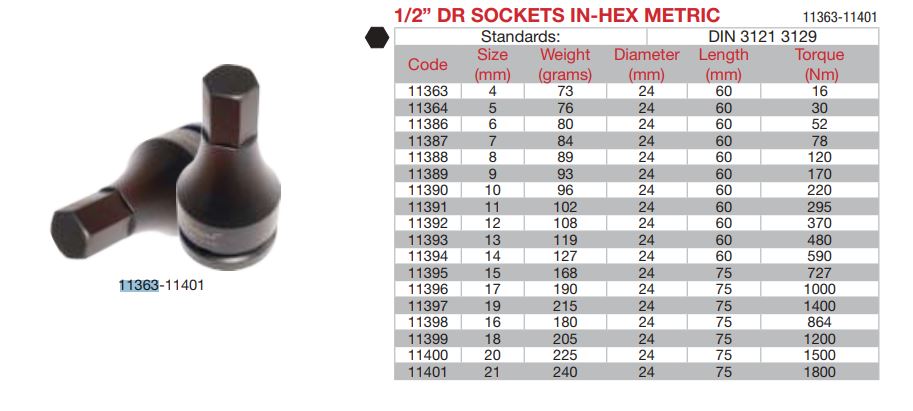 6Mm 1/2Dr Impact Inhex Socket