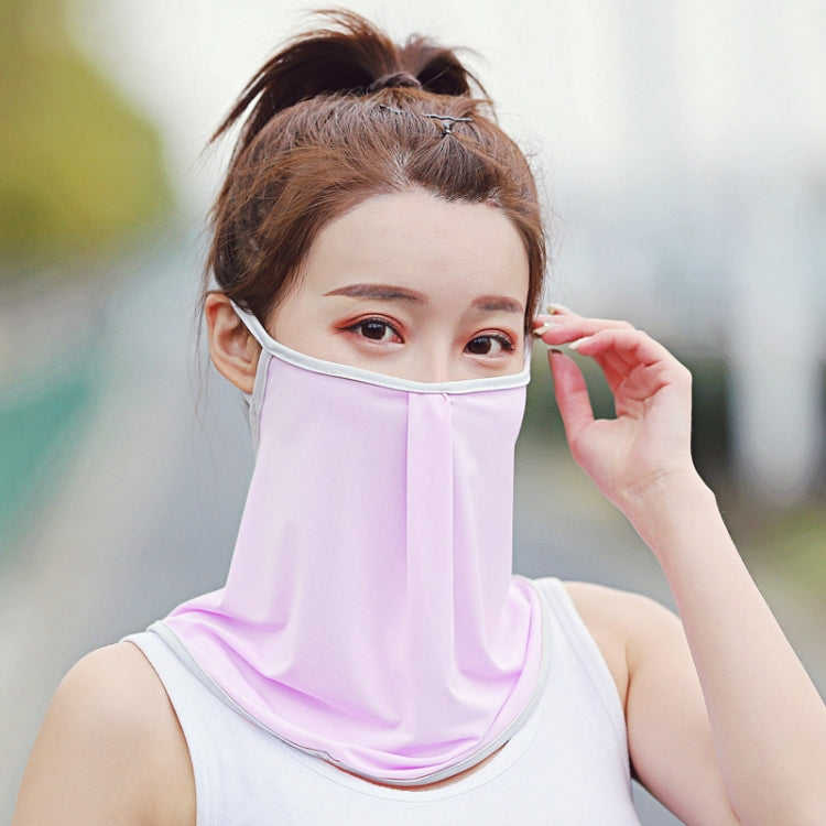 Summer Outdoor Ice Silk Sunshade Face Mask Sun-proof Equipment(Purple)
