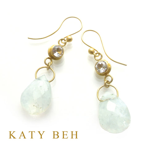 22k Moonstone Topaz Earrings Diamond Katy Beh New Orleans