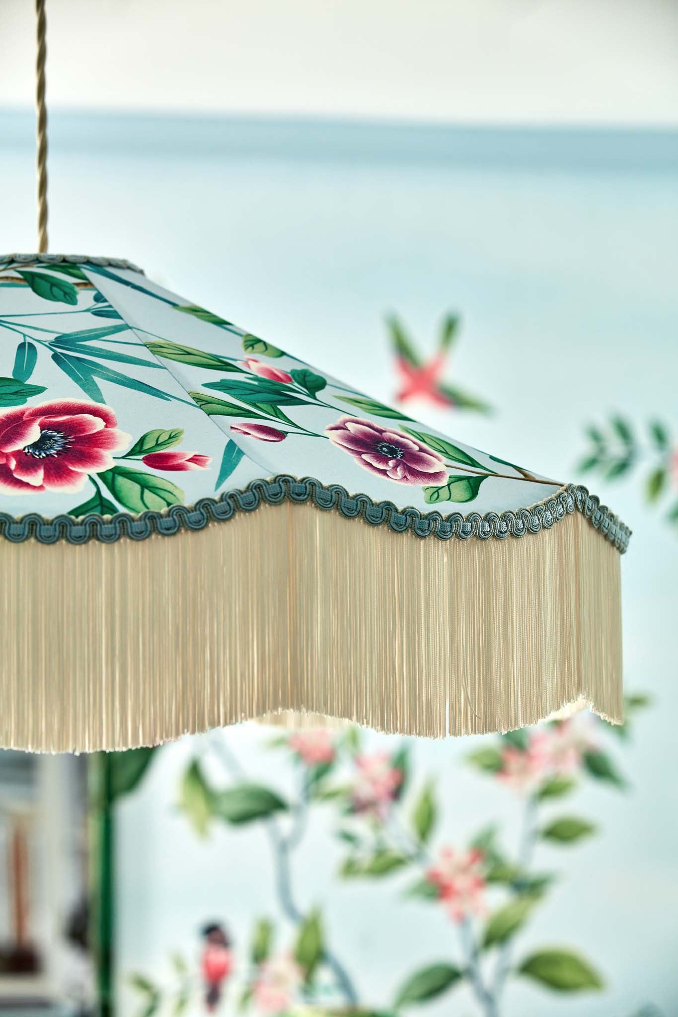 Chinoiserie fabric lampshade by beavamp lighting in blue