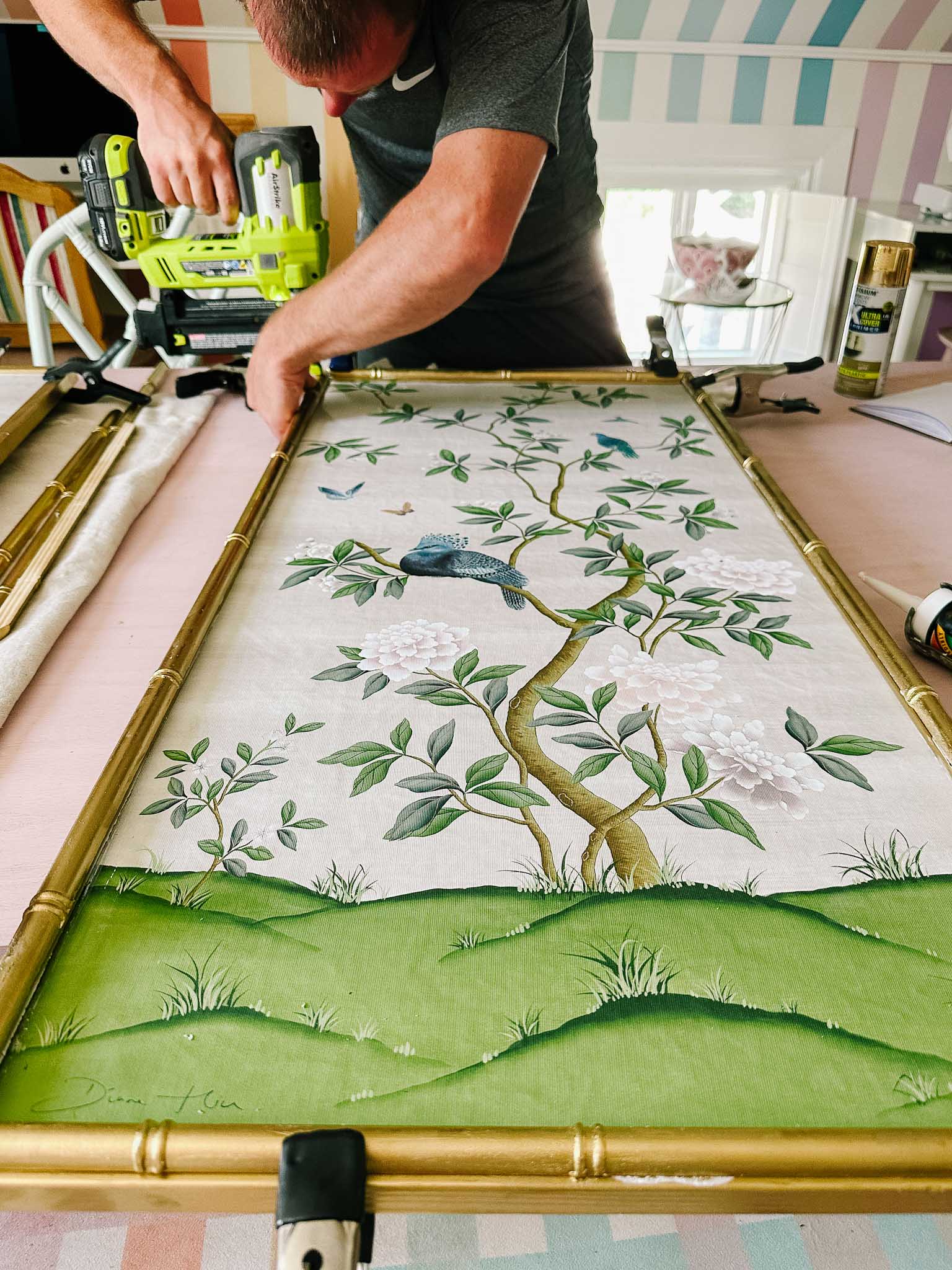 Framing a DIY chinoiserie wall panel