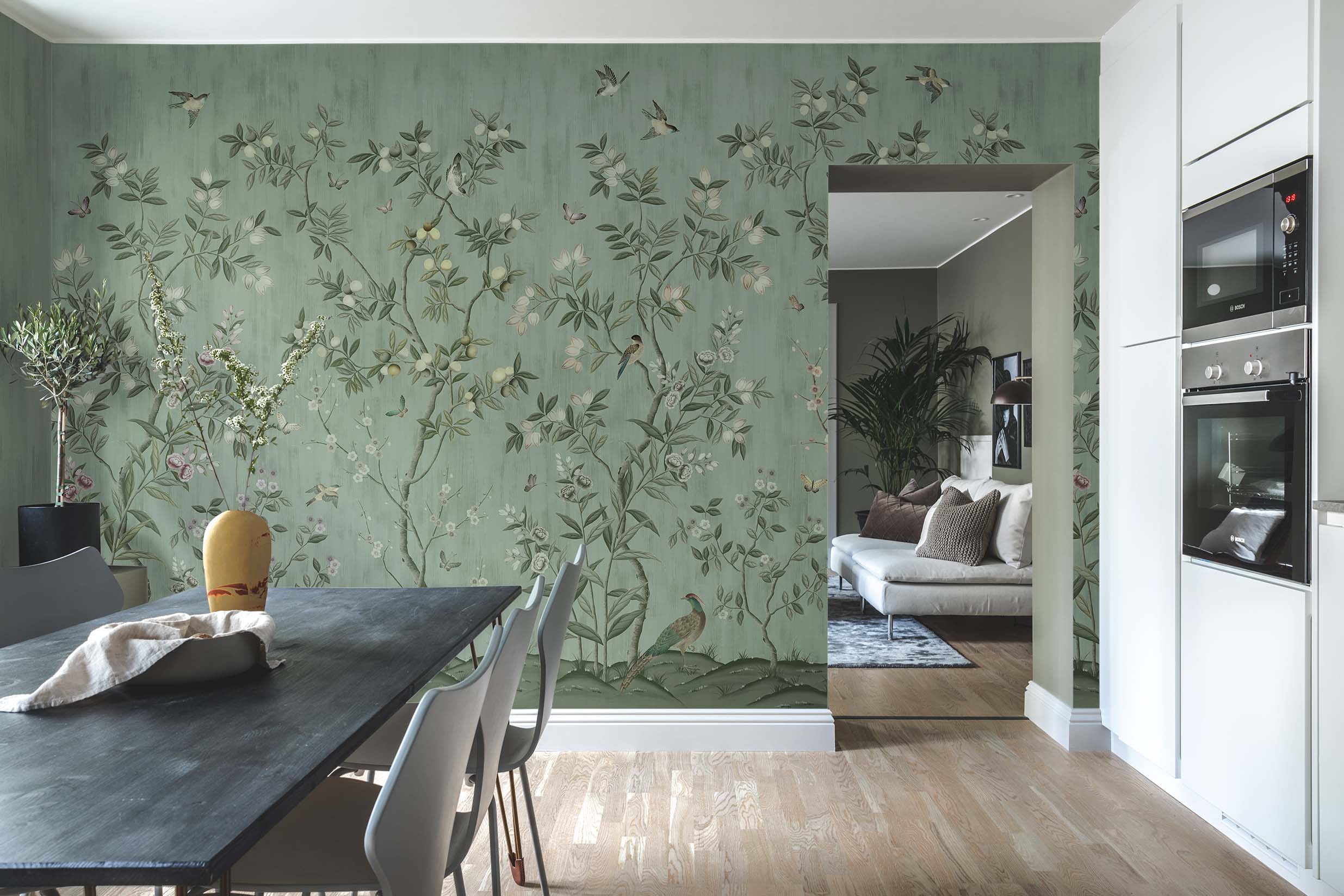 'Chinoiserie Chic, Jade' wallpaper by Diane Hill for Rebel Walls