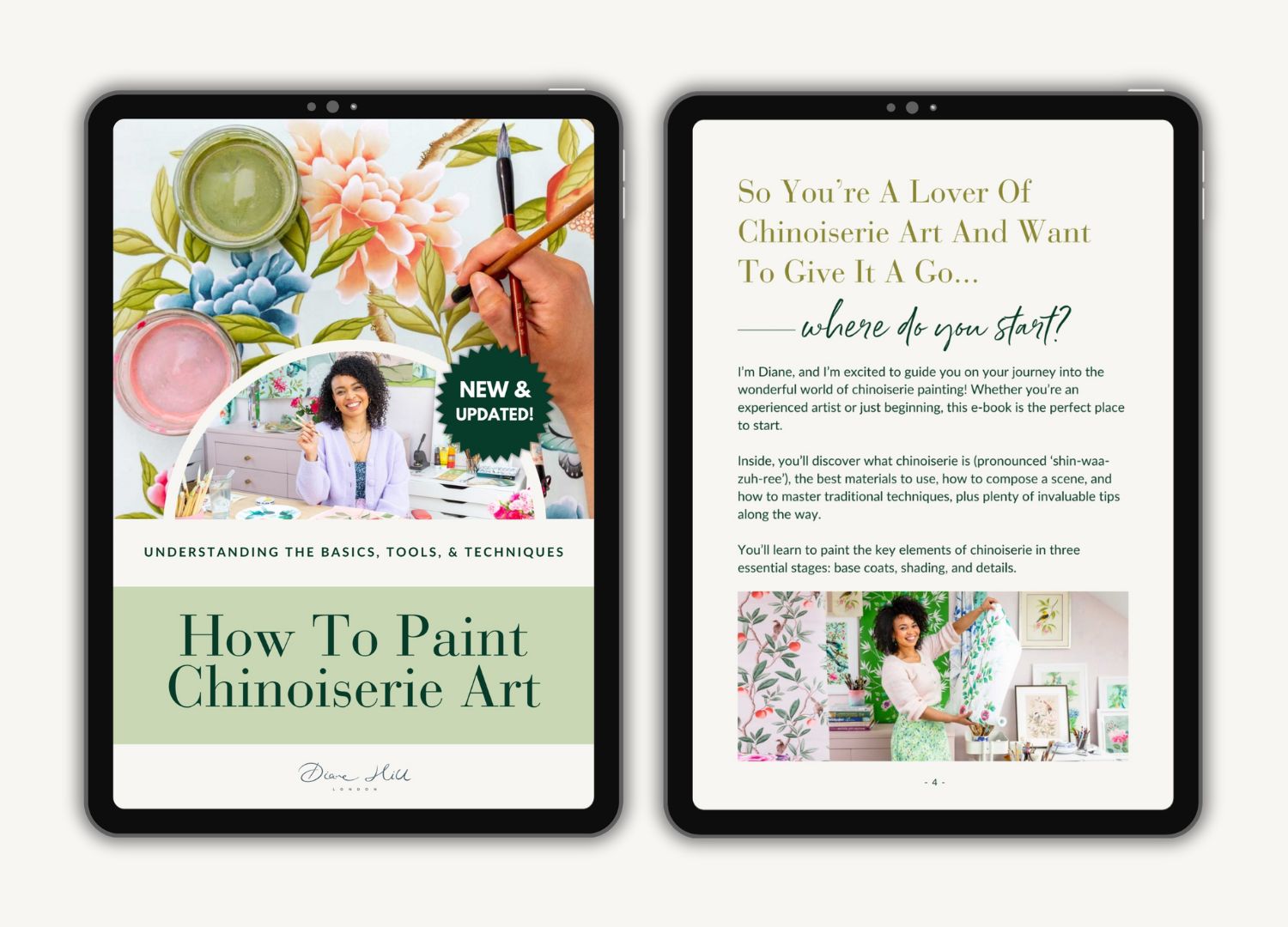 example pages from chinoiserie painting ebook on tablet