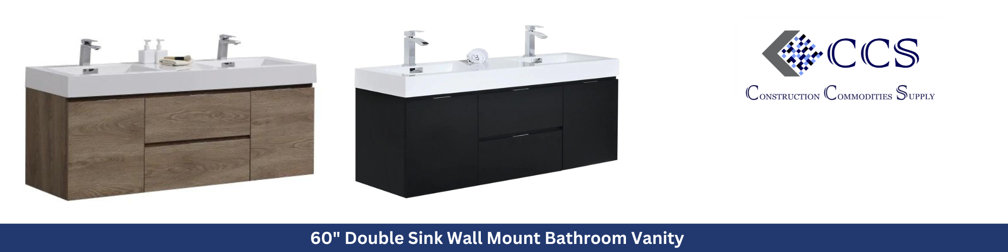 60" Double Sink Wall Mount Bathroom Vanity