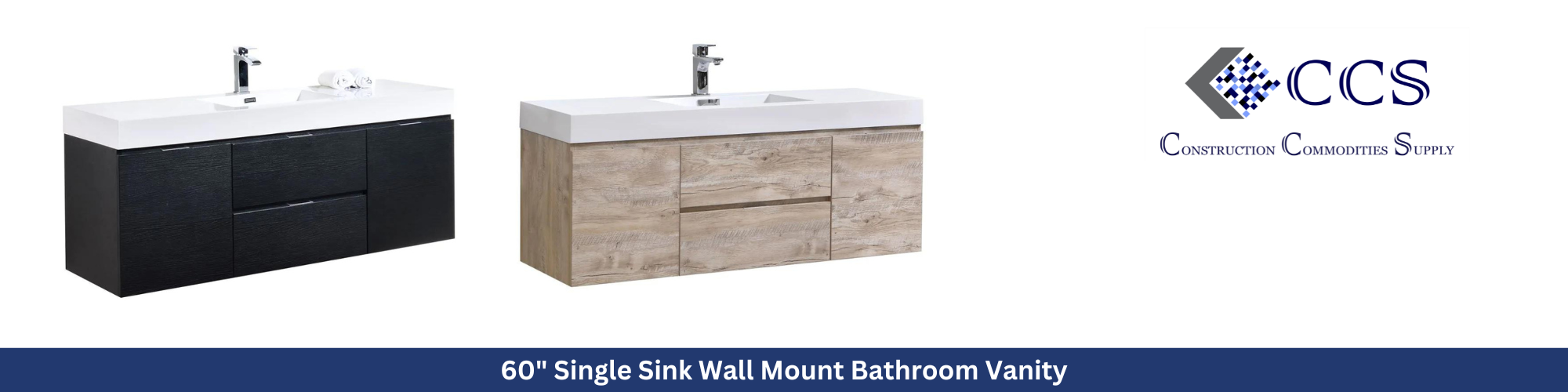 60" Single Sink Wall Mount Bathroom Vanity