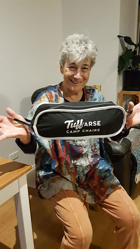 Jacqueline Hope with her G-Banger Tuff Arse Camp Chair