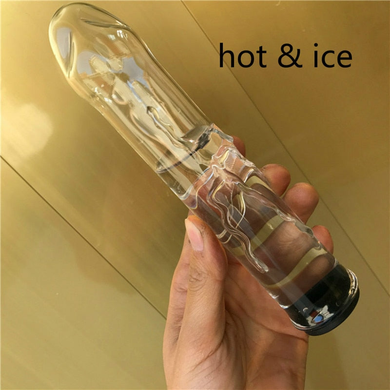 Hollow Glass Dildo Add Hot Ice Water Pyrex Anal Plug Butt Plug Penis A
