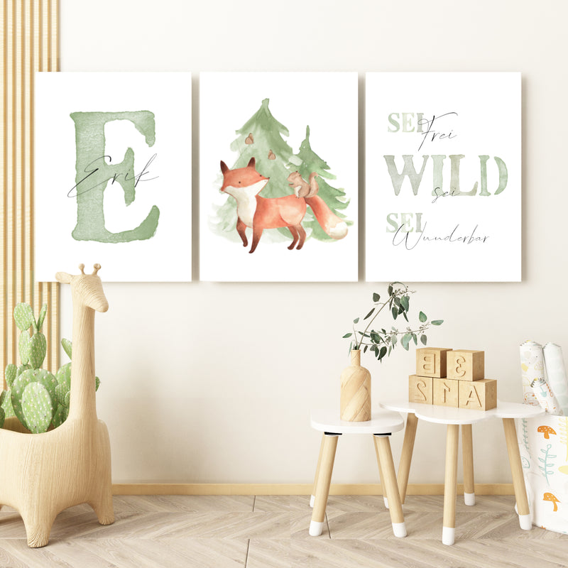 Namensbild Poster-Set Waldtiere Fuchs – pandawal