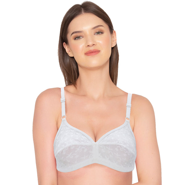 Women Full coverage Non Padded Cotton Chicken work bra in White