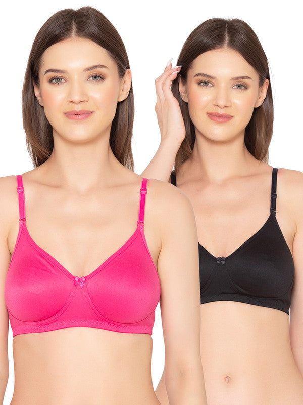 Women's Pack of 2 seamless Non-Padded, Non-Wired Bra (COMB03-HOT PINK- –  gsparisbeauty