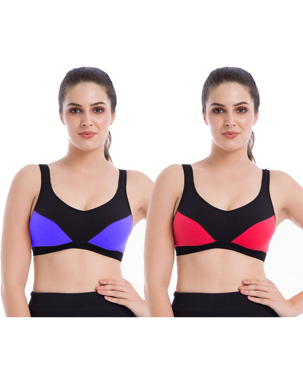 VAI21 set 2 pack sports bras in blue and gray