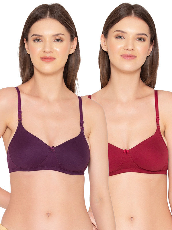 Women's Pack of 2 Full Support, Non-Padded Seamless T-Shirt Bra (COMB0 –  gsparisbeauty