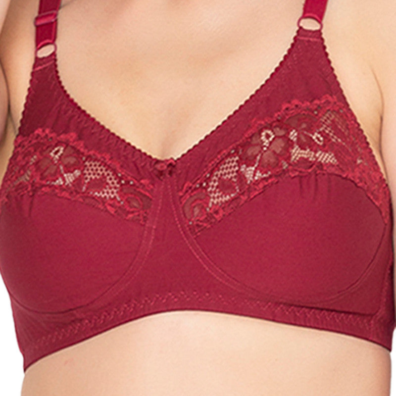 Groversons Paris Beauty  Women’s cotton, full coverage, non-padded, non-wired bra (COMB02-MAROON & NUDE)