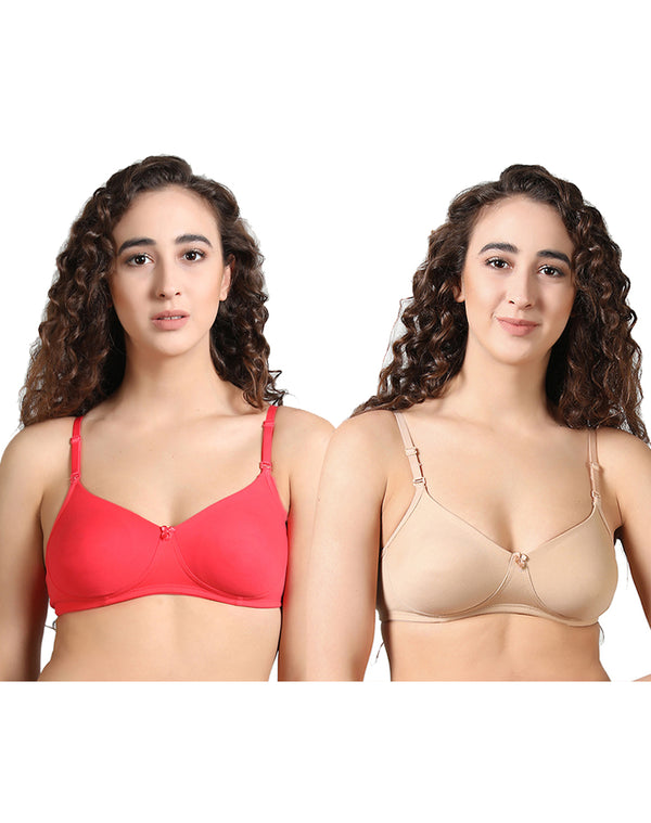 Women's Full Coverage, Non-Padded, Organic Cotton Bra (COMB05-CORAL & –  gsparisbeauty