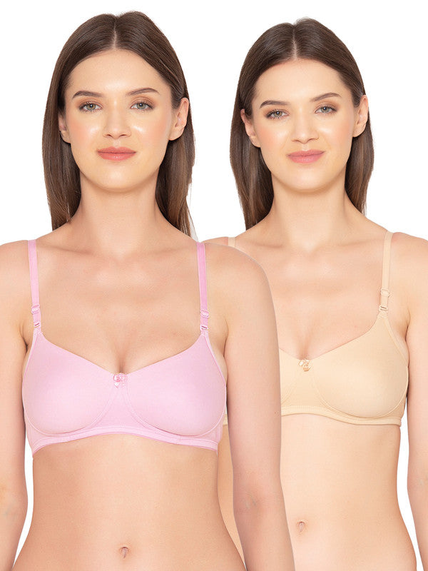 Women's Pack of 2 Full Support, Non-Padded Seamless T-Shirt Bra (COMB0 –  gsparisbeauty