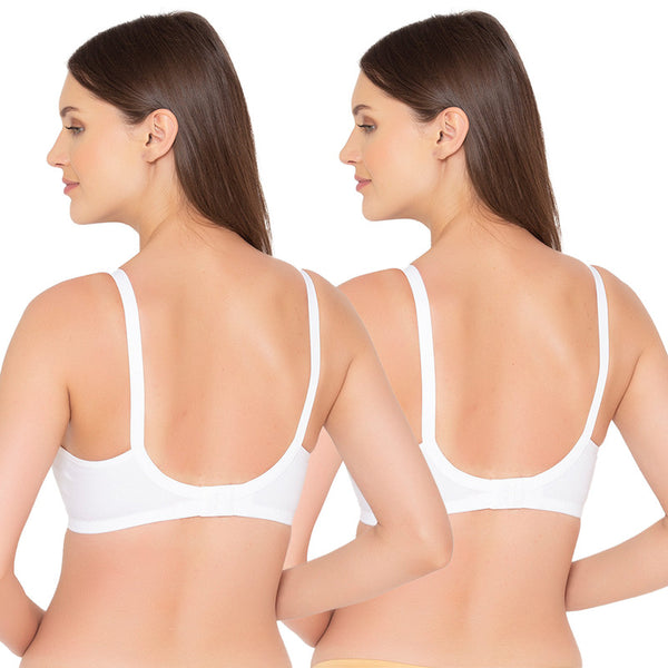 Buy Groversons Paris Beauty Pack of 2 Full Support Non Padded Non Wired  Plus Size Basic Bra (COMB27-C06-C06-32B) White at