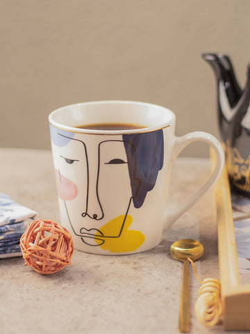 Multicolor Ceramic Coffee Mug 450 Ml - Face Sketch, Cups & Mugs