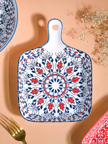 Mandala Ceramic Platter With Handle - MARKET99