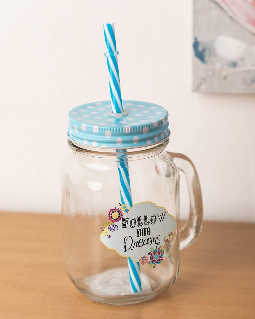 Mason Jar, with Straw & Lid, Pink, Glass, 450 mL - Market 99