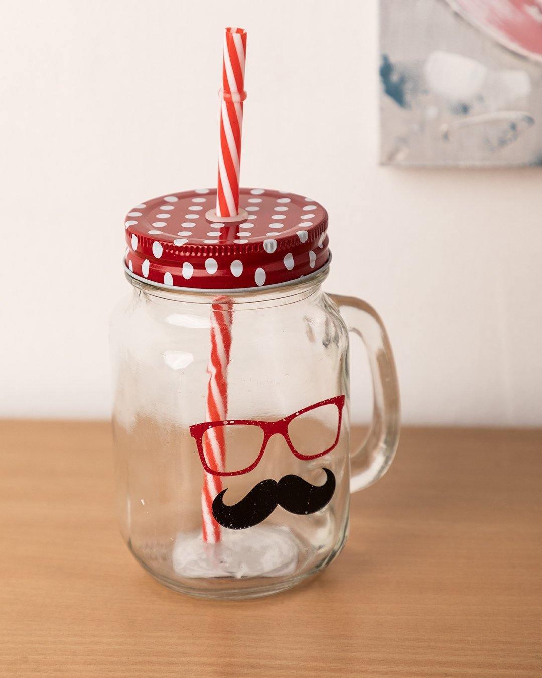 Glass Jar with Lid and Lil Sipper Glass Straw - Drinking Straws.Glass