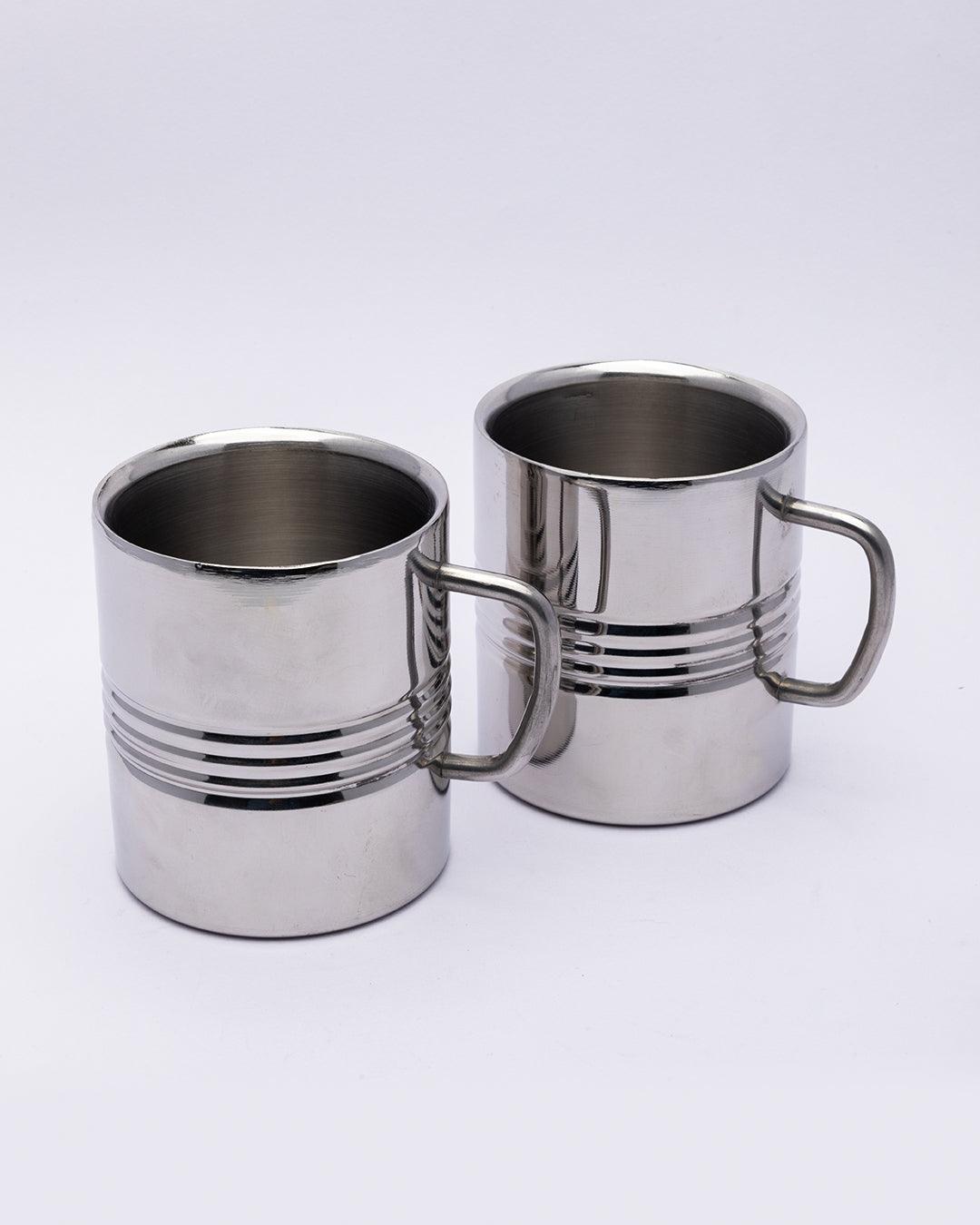 stainless steel coffee mugs wall comfortable wider handle metal coffee mugs teacups silver stainless steel set of 2 300 ml mug 1 29021096247466