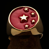 Perfectly crafted Men's Chinese Flag Ring Red - Solid Brass - BikeRing4u