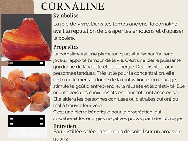 Vertus et propriétés de la cornaline