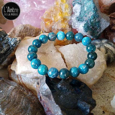 Bracelet en pierres naturelles - Apatite bleue - Lithothérapie - Piloki