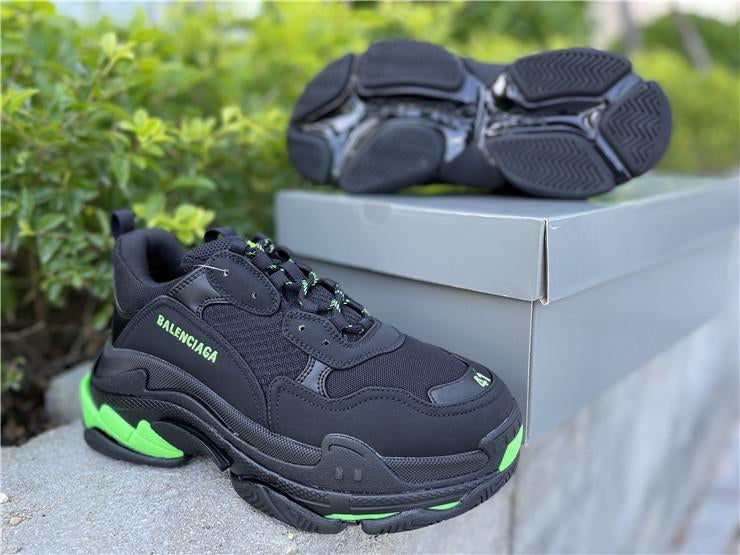 Balenciaga Triple S Trainers Black Green Sneakers