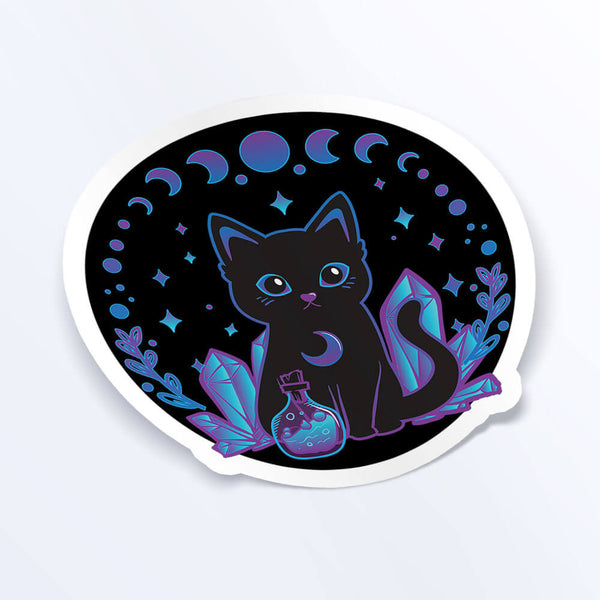 Crystal Alchemy Witchy Black Cat Kawaii Sticker#N# – Irene Koh Studio