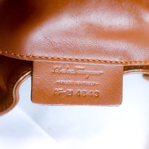 SALVATORE FERRAGAMO Leather Shoulder Bag Hand Purse Brown AF-21 4843 with Pouch
