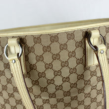 Load image into Gallery viewer, GUCCI GG Pattern Canvas Tote Bag Purse Beige White 113017 200047
