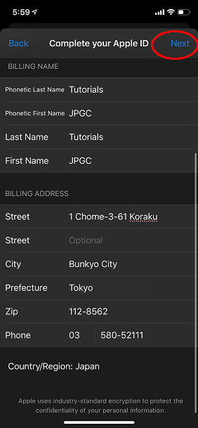 Create Japanese iTunes Account Step. 10.1