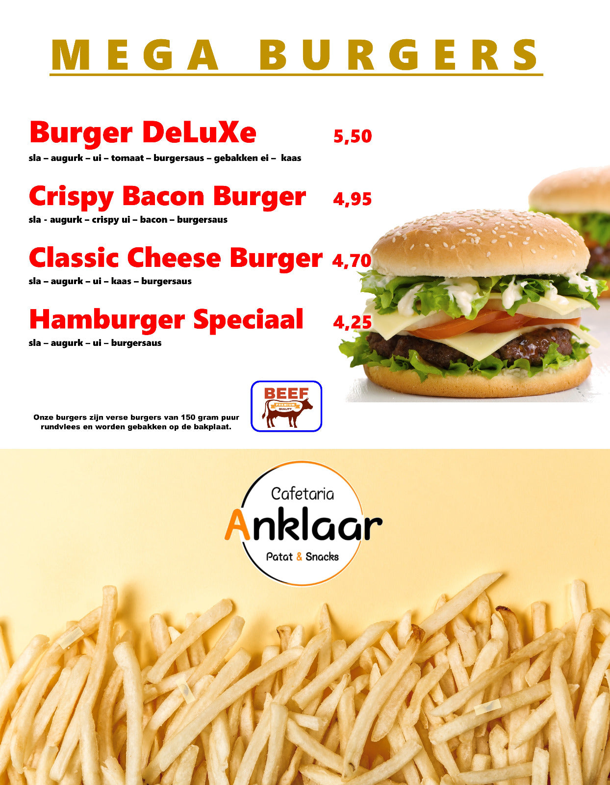 Megaburgers | Cafetaria Anklaar