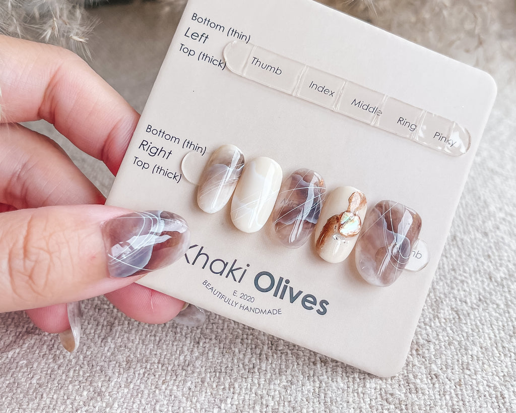 Khaki Olives | Handmade press-on nails