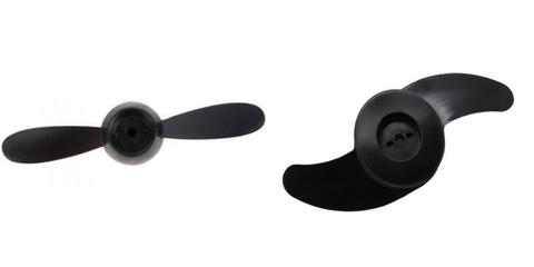 Both types of propellers (props) used on Old Town Sportsman kayaks