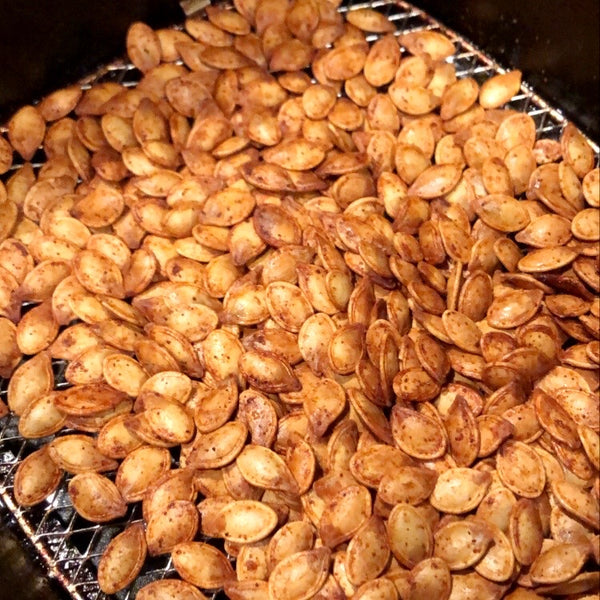 air fryer roasted pumpkin seeds on barquegifts.com