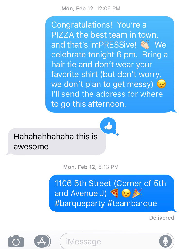 Barque Team Party Text on barquegifts.com