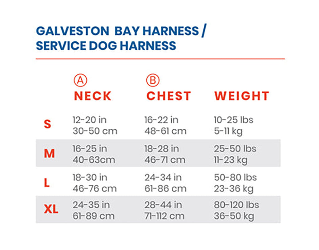 Size Guide for Service Dog Harness