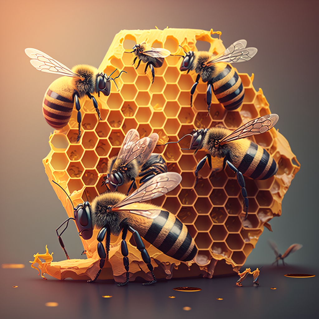 Honeybees making honey