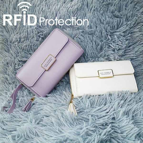 RFID crossbody phone bag Lavender white