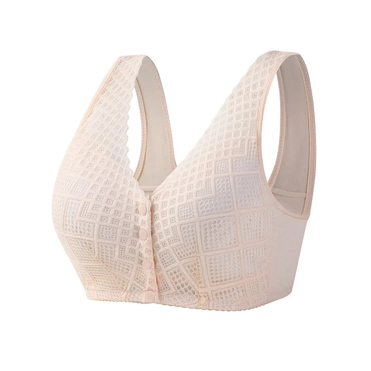 Comfortable & Convenient Plus Size Lace Cotton Front Button Bra