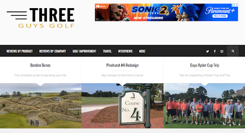 Three Guys Golf Blog website