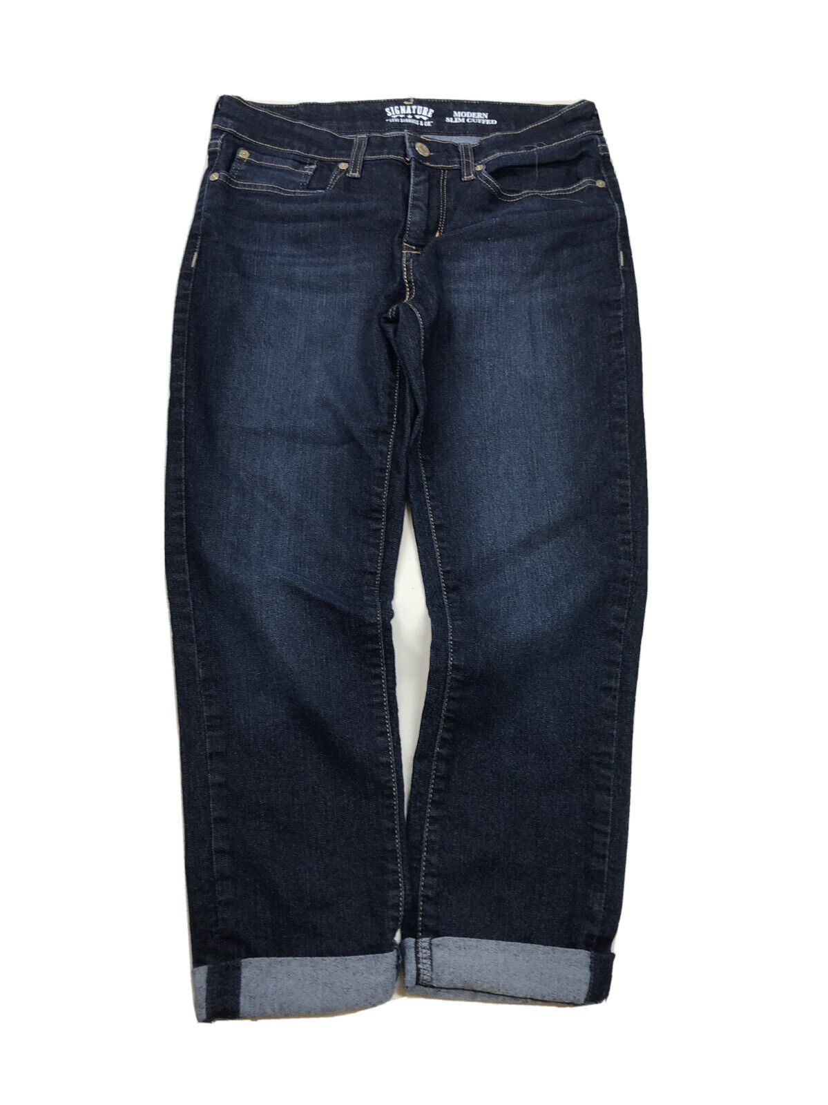 Levi's Signature Women's Dark Wash Modern Slim Cuff Ankle Jeans - 10 – The  Resell Club