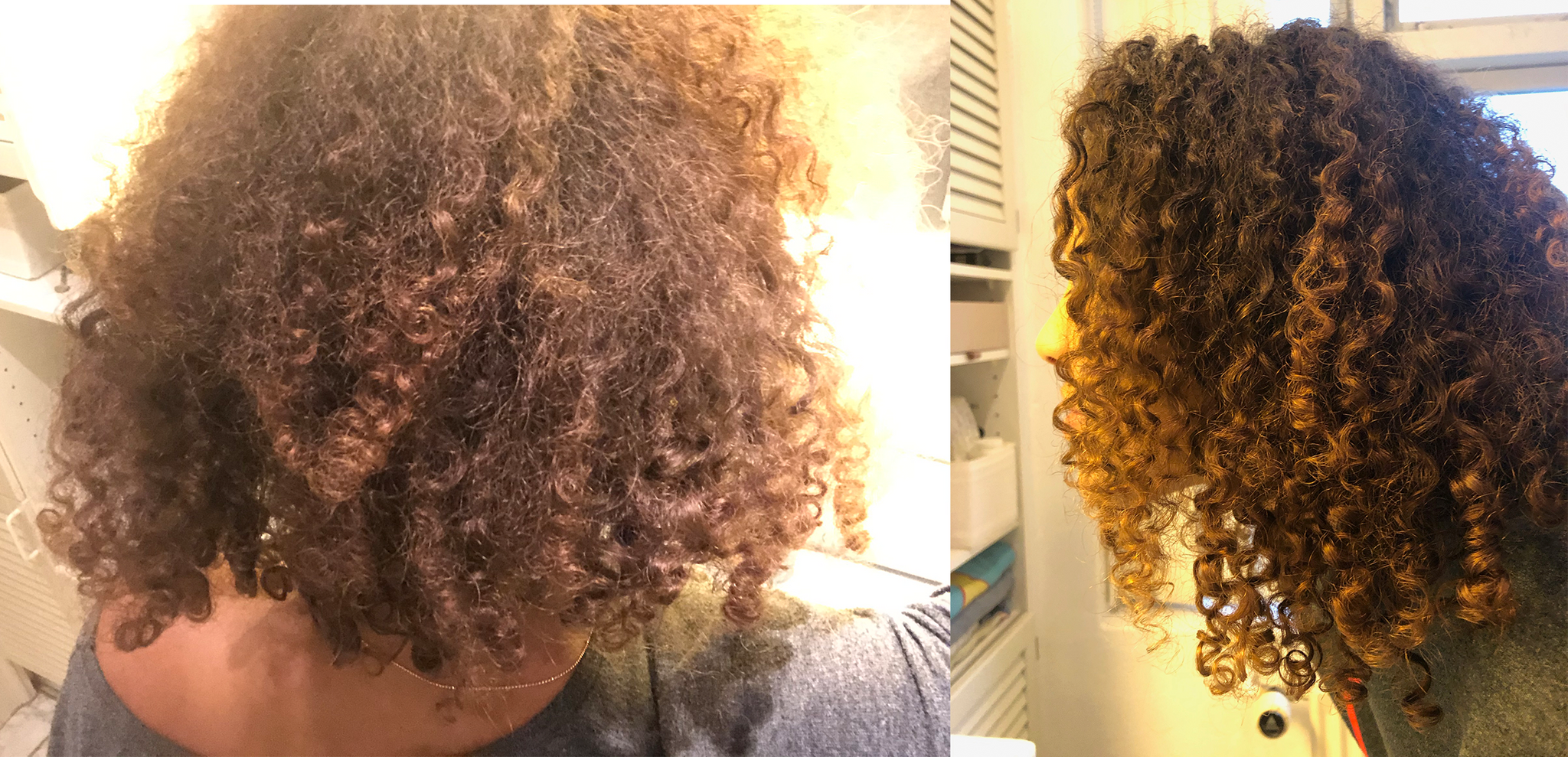 Before and after curly girl picture